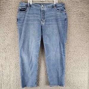 Old Navy Jeans Womens 20 Blue Stretch Hi Rise Button Fly Slouchy Straight